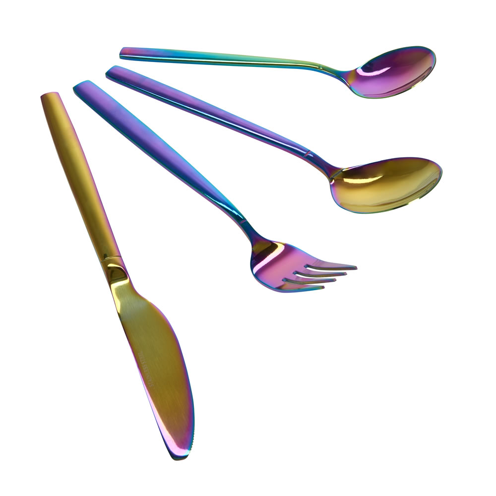 Wilko 16 piece Iridescent Effect Cutlery Set Image 1