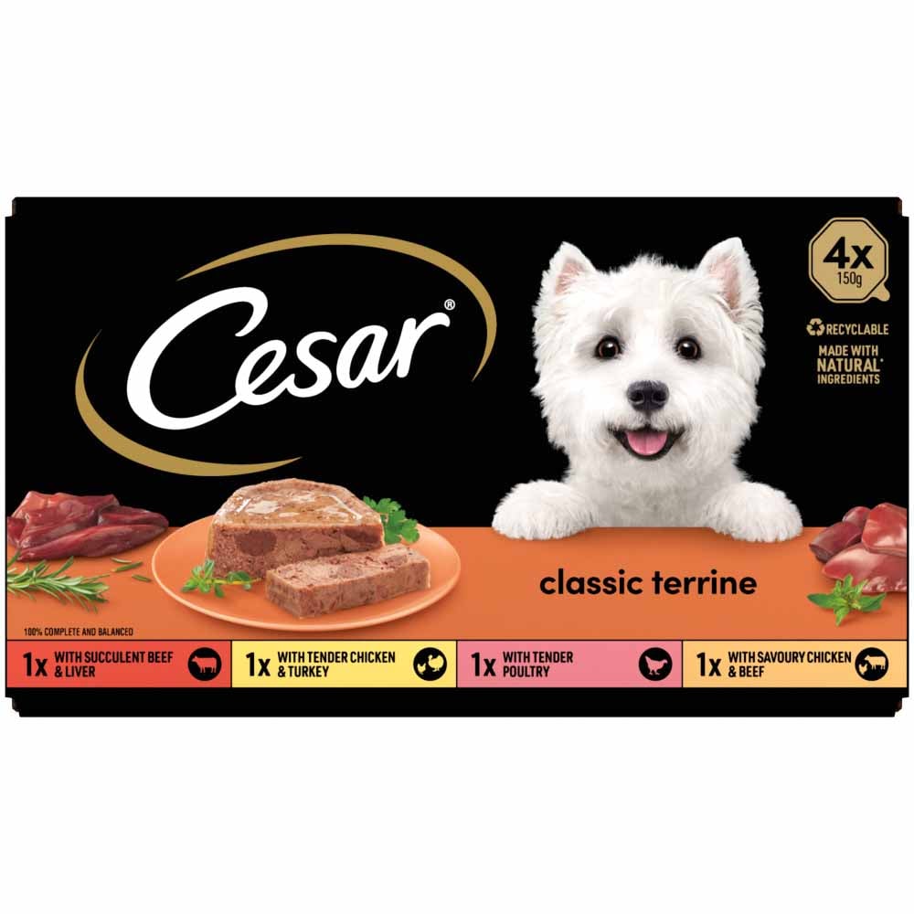 Cesar Classic Terrine Selection Dog Food Trays 150g Case of 4 x 4 Pack Image 3