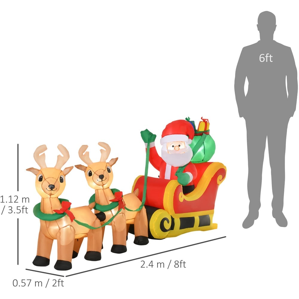 Everglow LED Inflatable Christmas Santa Claus on Sleigh Decoration 3.6ft Image 7