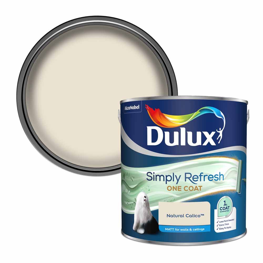 Dulux Simply Refresh One Coat Natural Calico Matt Emulsion Paint 2.5L Image 1