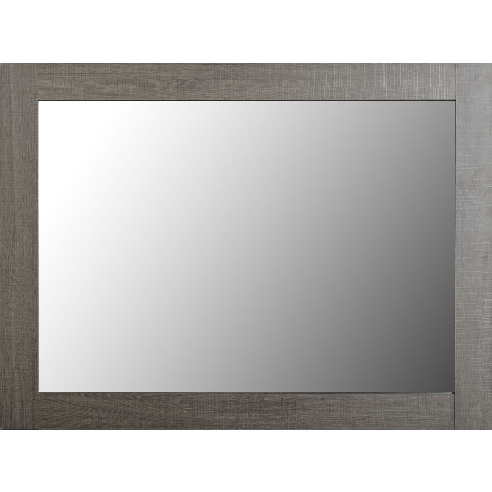 Lisbon 60 x 80cm Black Woodgrain Wall Mirror Wilko