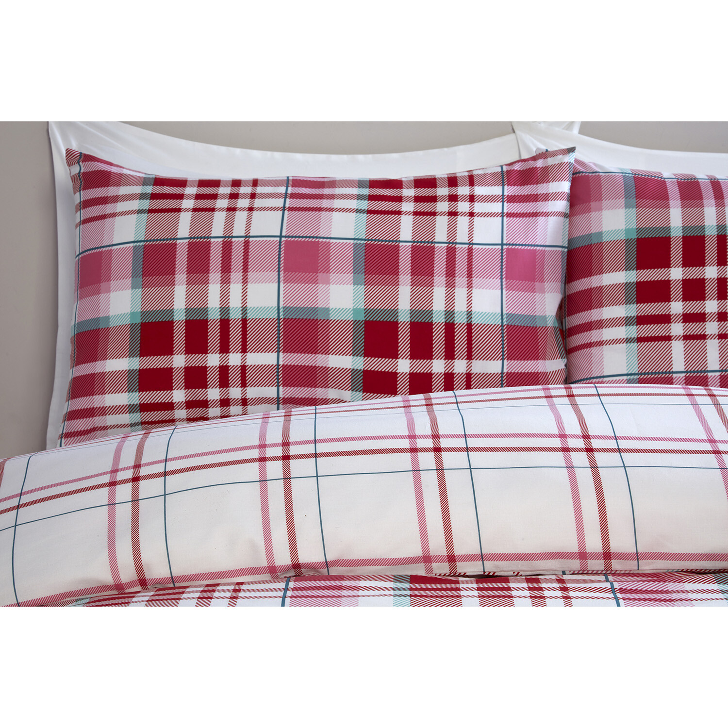 Ailsa Check Duvet Cover and Pillowcase Set - Pink / Double Image 3