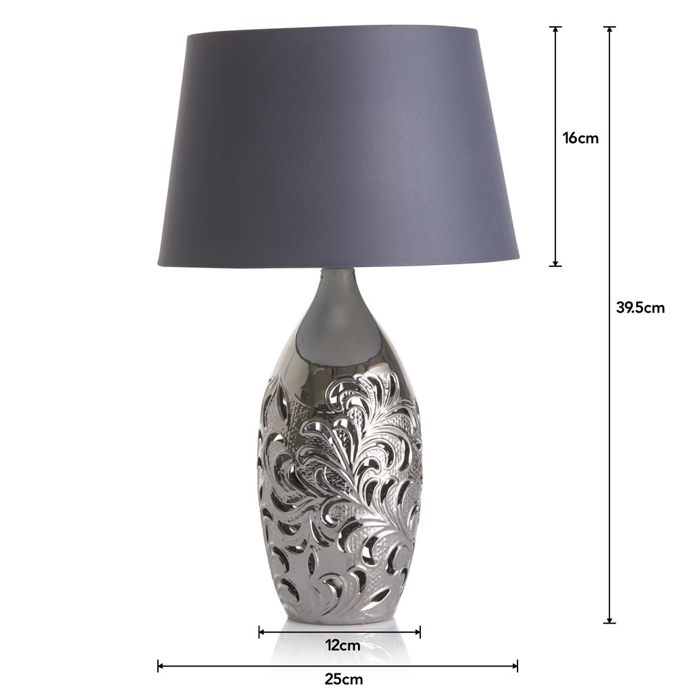 Wilko Silver Ceramic Cut Out Lamp Image 7