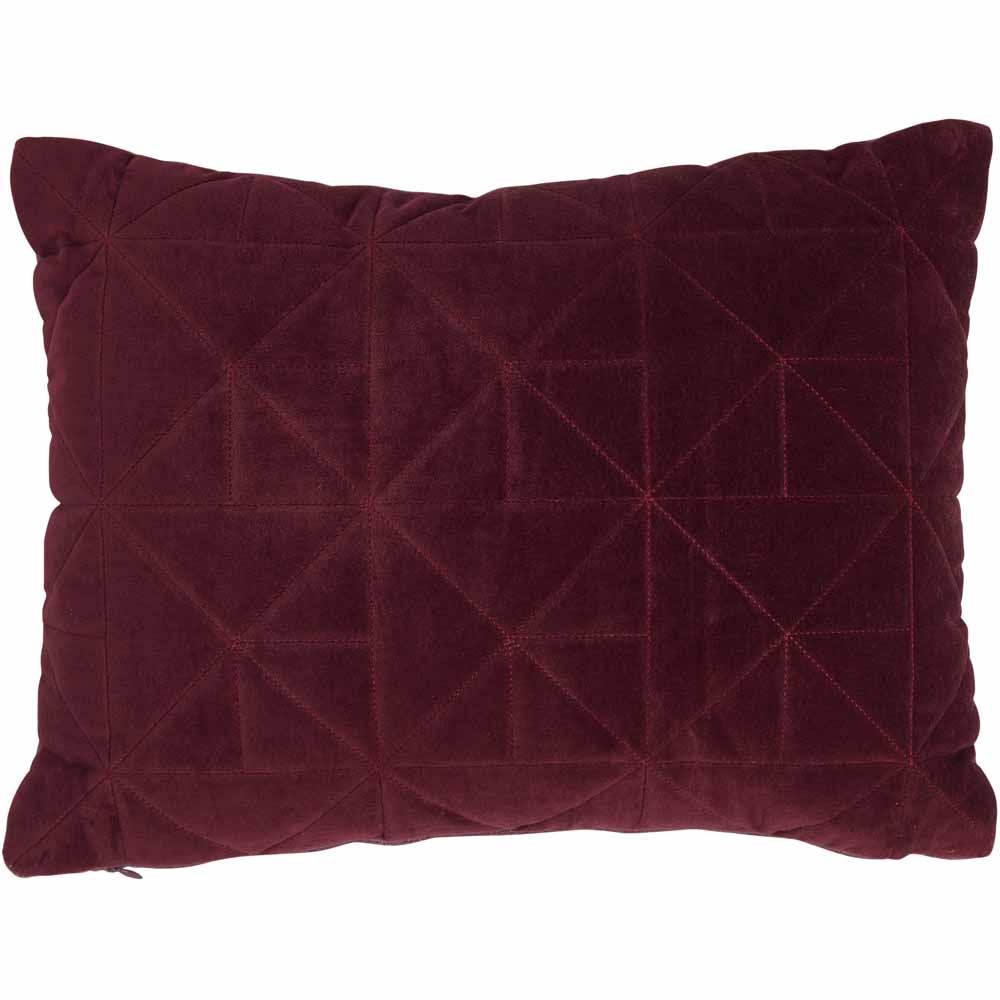 Wilko Velvet Quilted Cushion 43 x 33cm Image 1