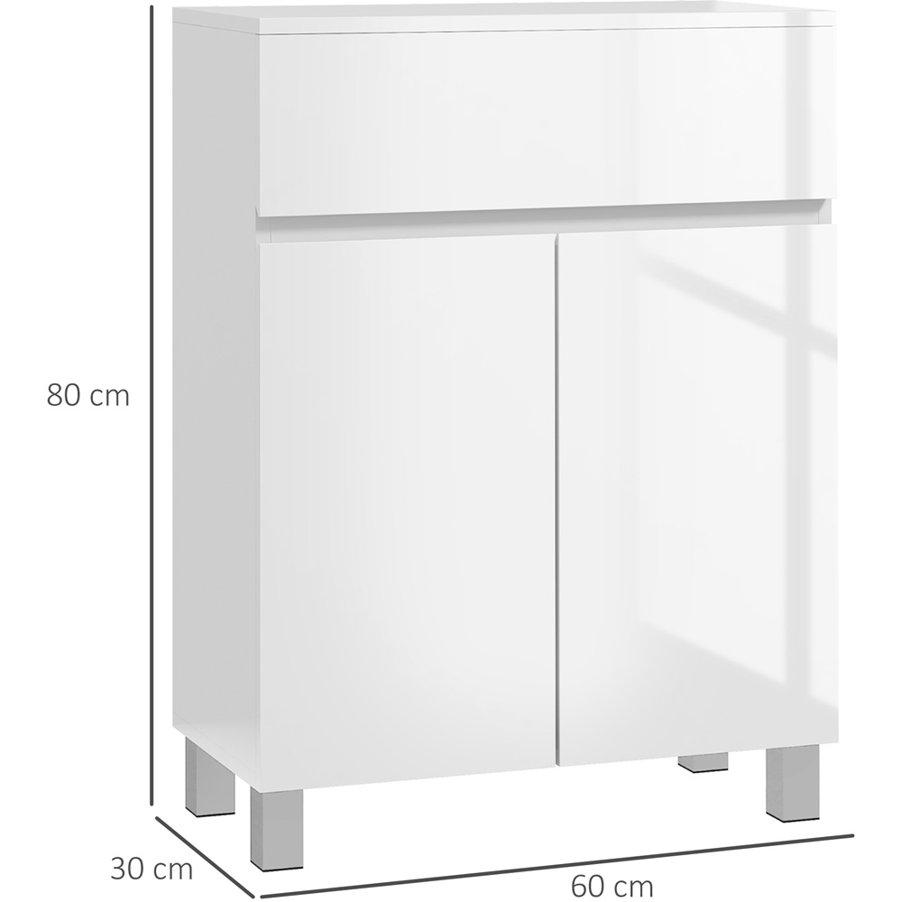 Portland 2 Door Single Drawer White Bathroom Cabinet Image 8