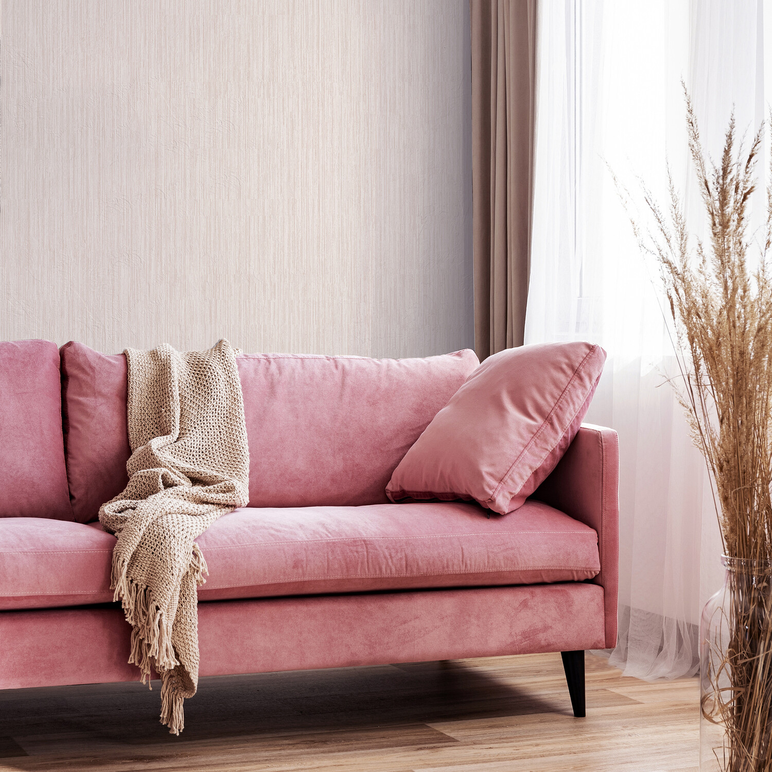 Diamond Plain Blush Wallpaper - Blush Image 7