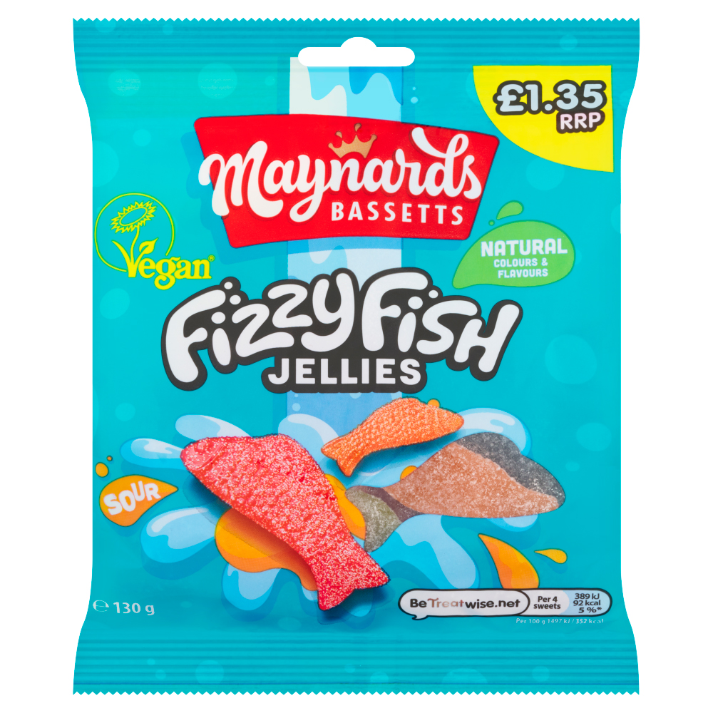 Maynards Bassetts Fizzy Fish Jellies 130g Image