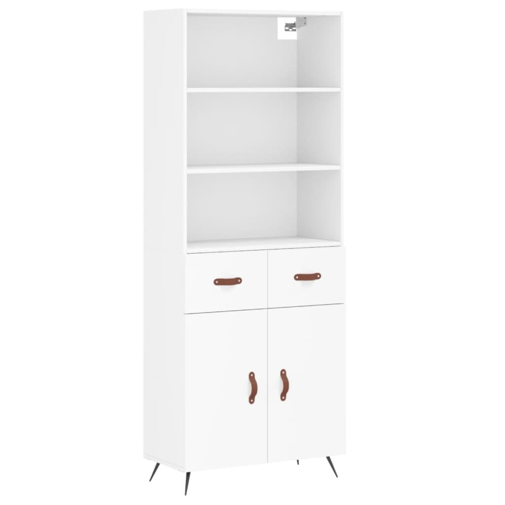 vidaXL 2 Door 2 Drawer 3 Shelf White Highboard Image 2