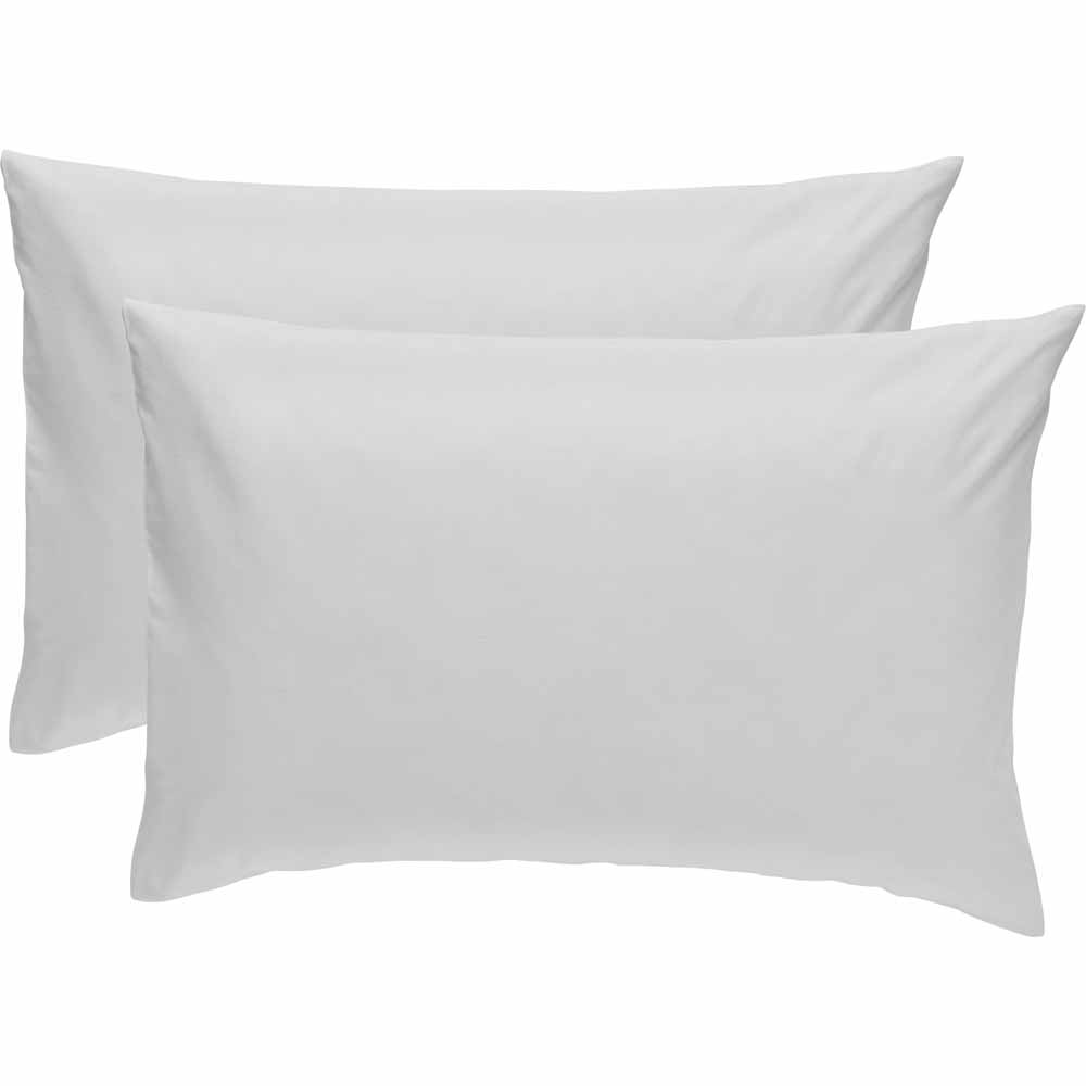Wilko Easy Care White Housewife Pillowcases 2 Pack Image 1