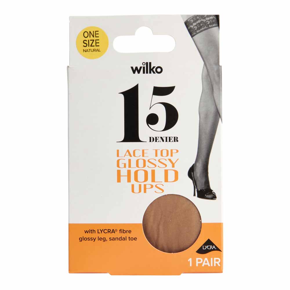Wilko 15 Denier Hold Ups Lace Top Natural Image 1