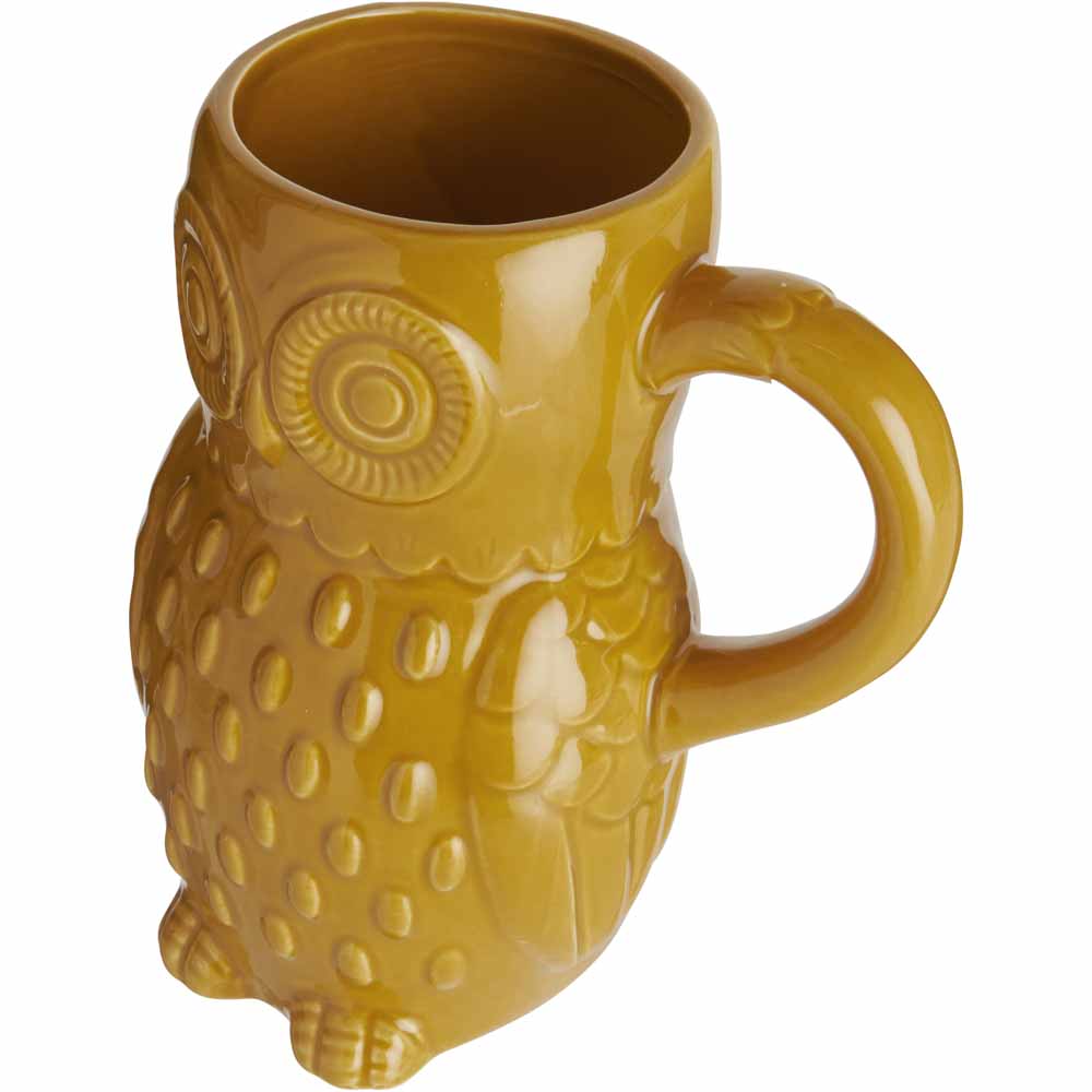 Wilko Homespun Mustard Ceramic Owl Jug Image 3