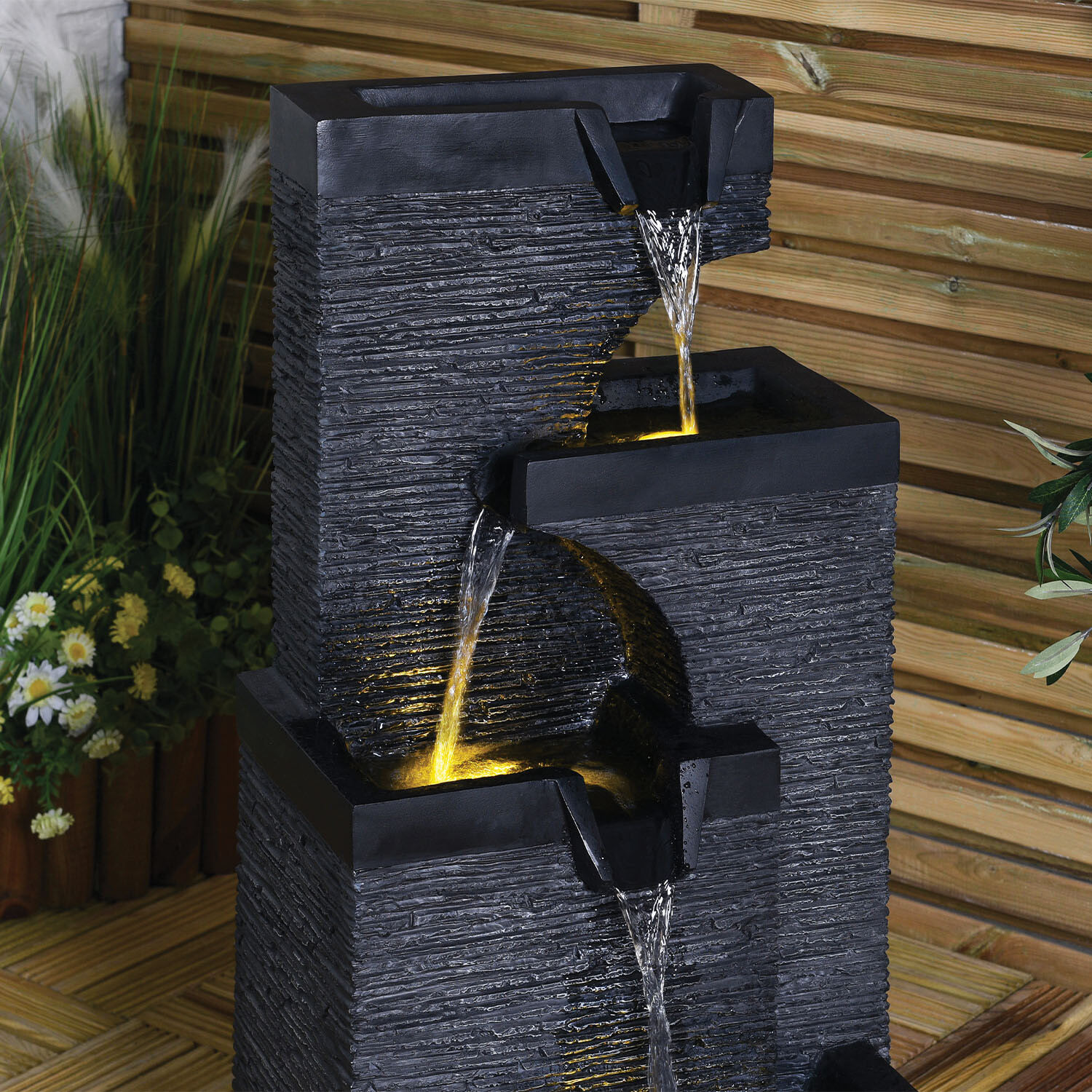 Slate Effect 3 Drop Fountain - Grey Image 4