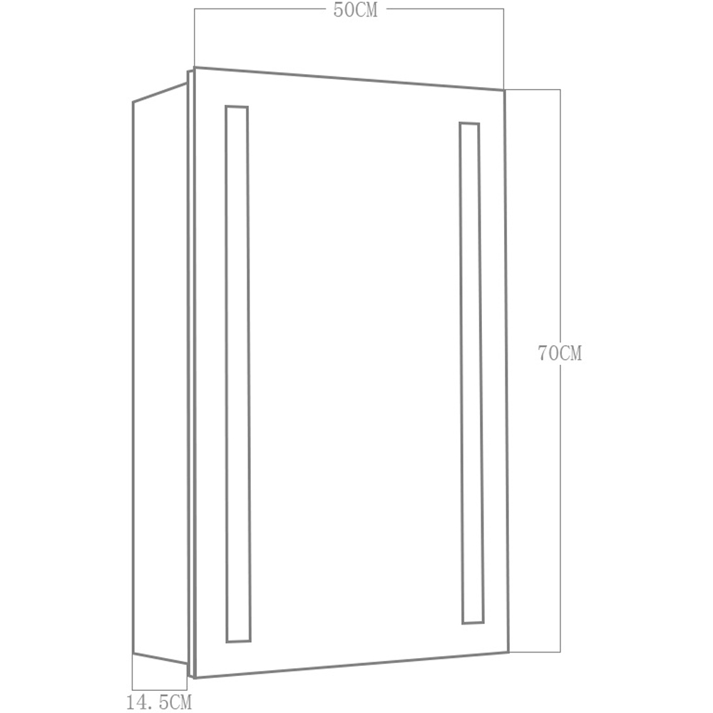 H&O Direct 2 Shelf Wall Mounted Bathroom LED Mirror Cabinet 50cm Image 6