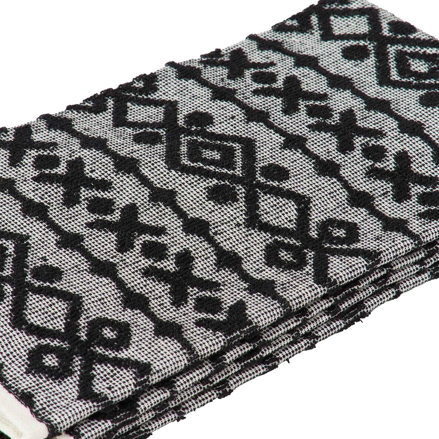 Pack of 2 Jacquard Terry Kitchen Towels with Tassels - Black Image 3