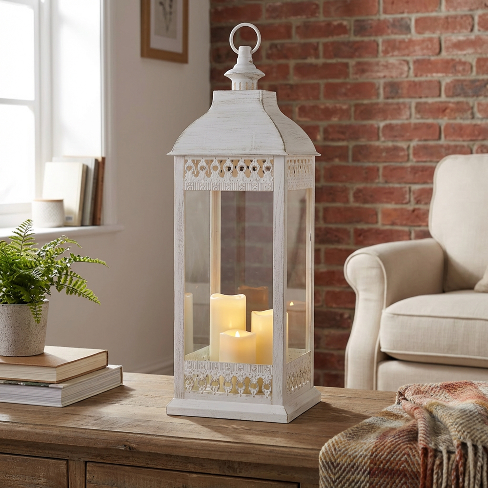 White Gold Brushed LED Lantern Image 3