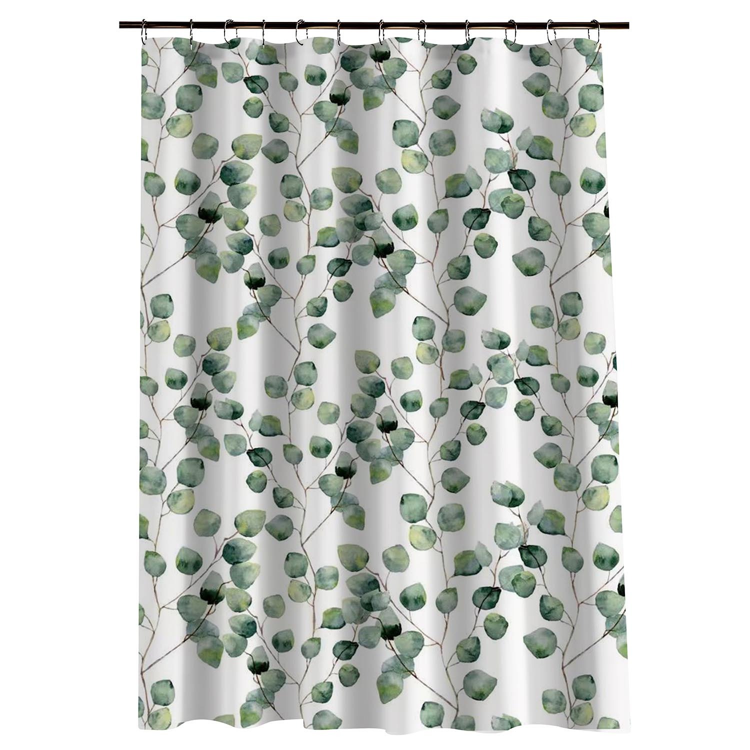 AURA Bathroom White Eucalyptus Shower Curtain 180 x 180cm Image 2