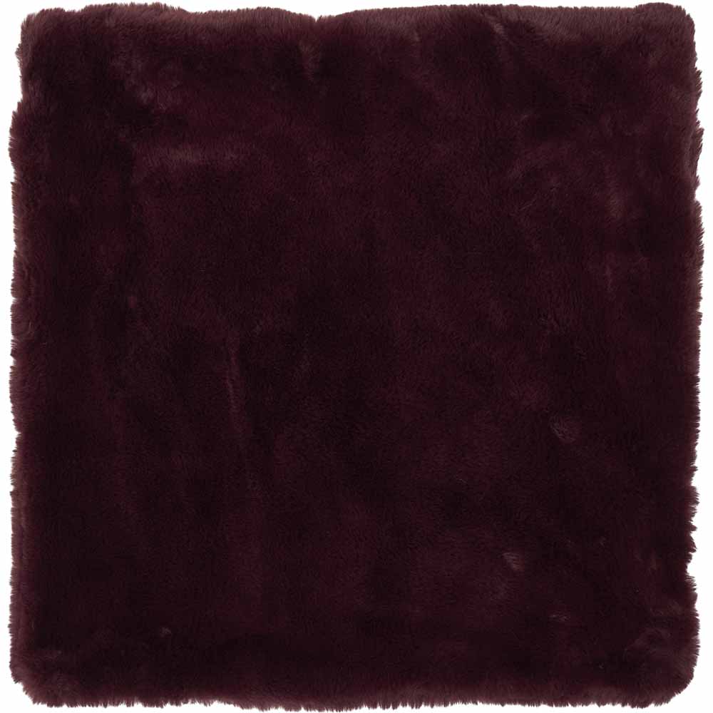 Wilko Burgundy Faux Fur Cushion 43 x 43cm Image 2