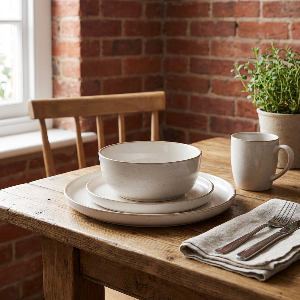 12 Piece Sesame Speckle Stoneware Dinner Set - Oatmeal Image 6