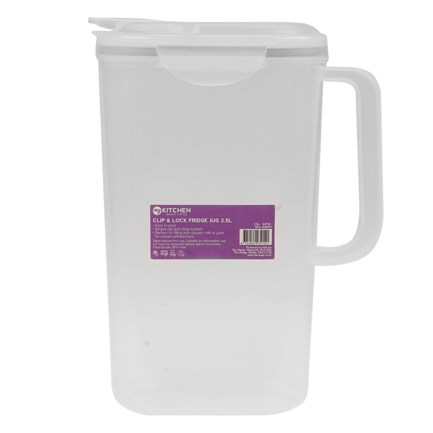 Slim Plastic Fridge Door Jug 1.2L Water Juice Milk Storage Easy
