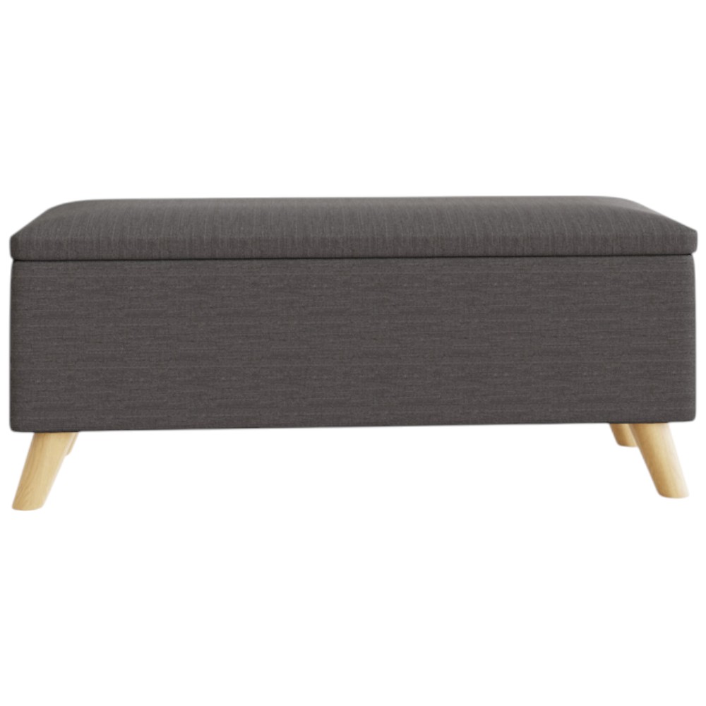 GFW Secreto Charcoal Grey Hopsack Fabric Ottoman Storage Bench Image 3