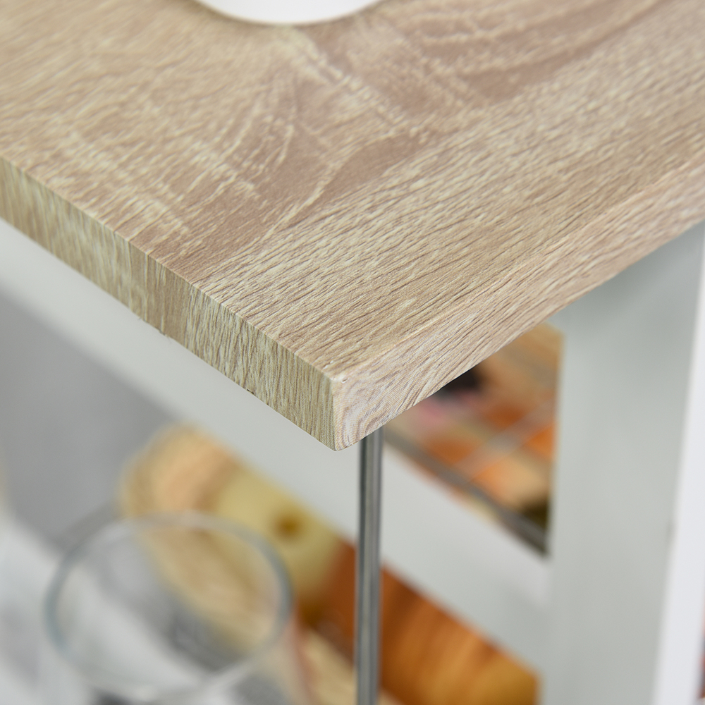 Portland White and Wood Rolling Kitchen Storage Cart Image 7