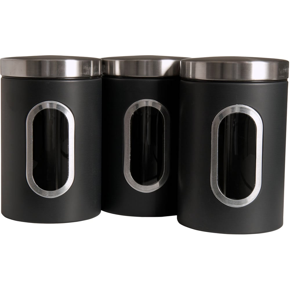 Wilko Set of 3 Black Canisters Image