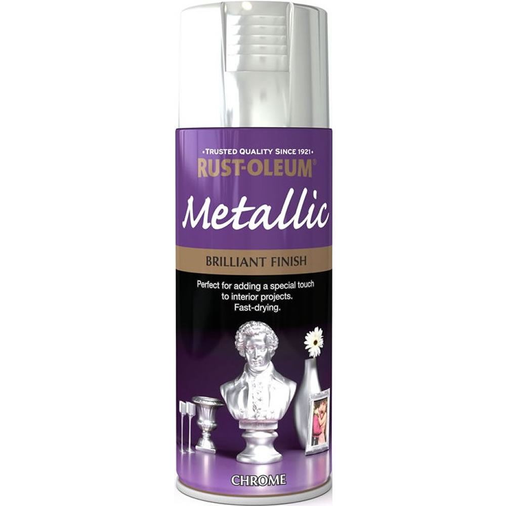Rust-Oleum Metallic Chrome Silver Brilliant Finish Spray Paint 400ml Image