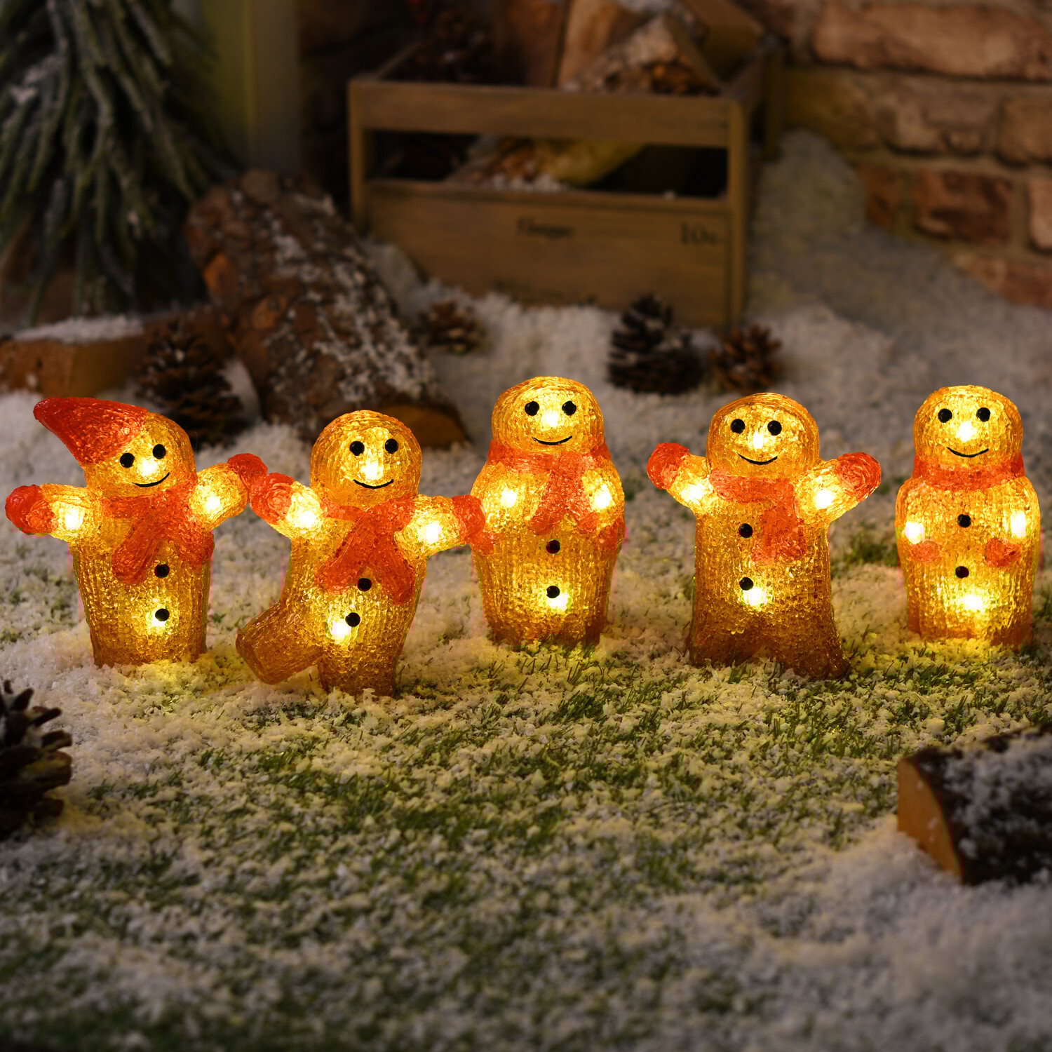 5 Piece Acrylic Gingerbread String Light Brown Image 1