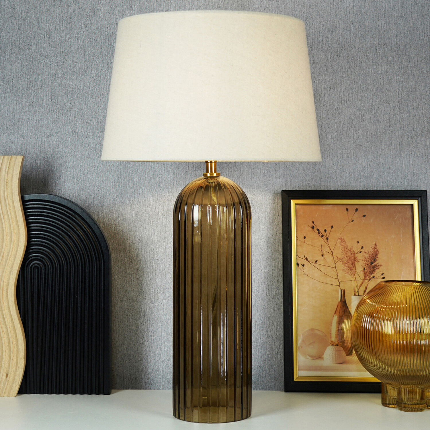 Malani Glass Table Lamp Brown Image 2