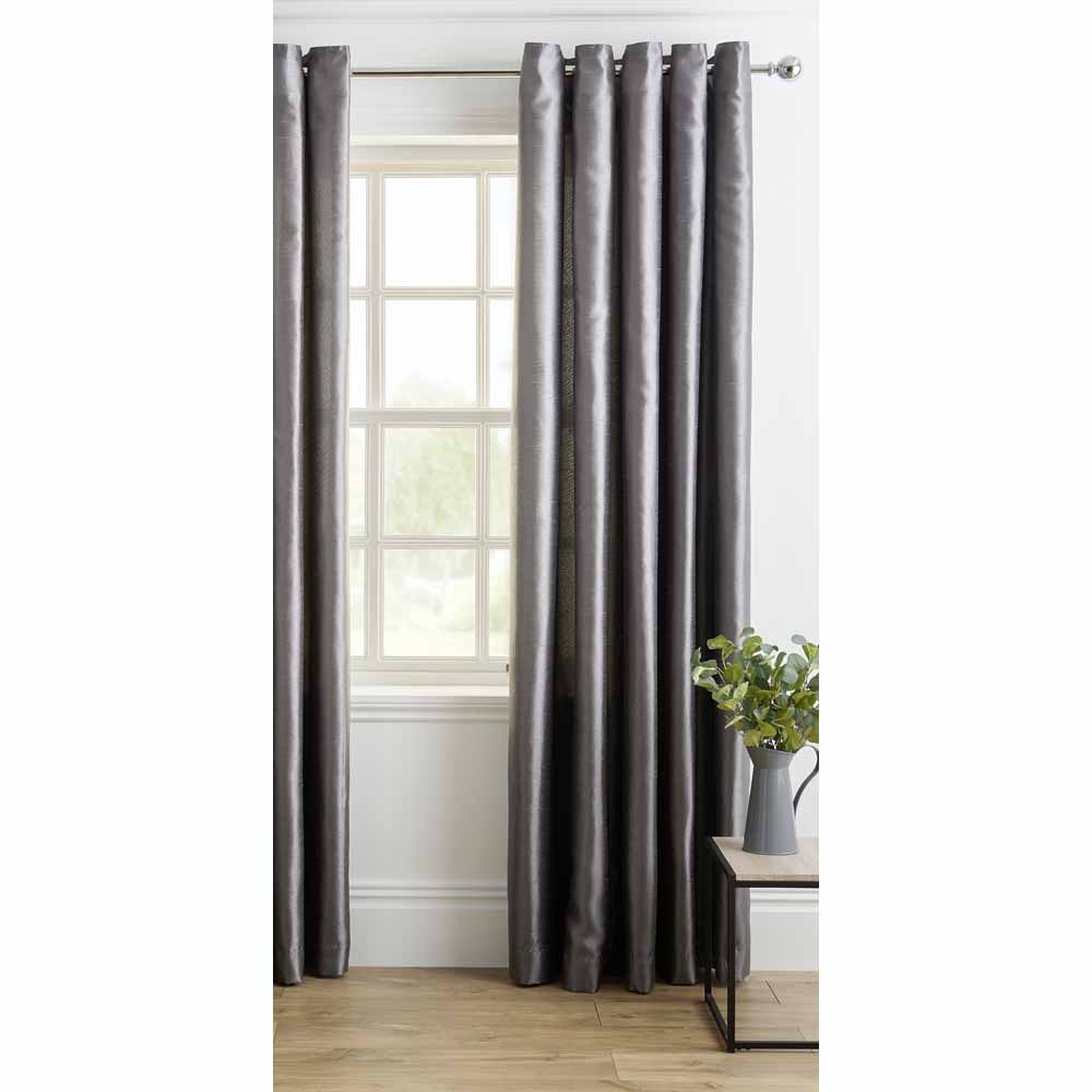 Wilko Charcoal Faux Silk Curtains 228 W x 228cm D Image 2