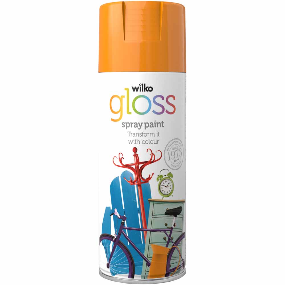 Wilko Orange Gloss Spray Paint 400ml Image 1