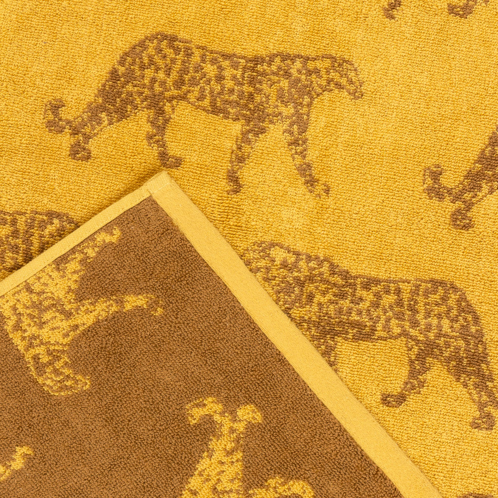 furn. Leopard Cotton Jacquard Gold Hand Towel Image 4