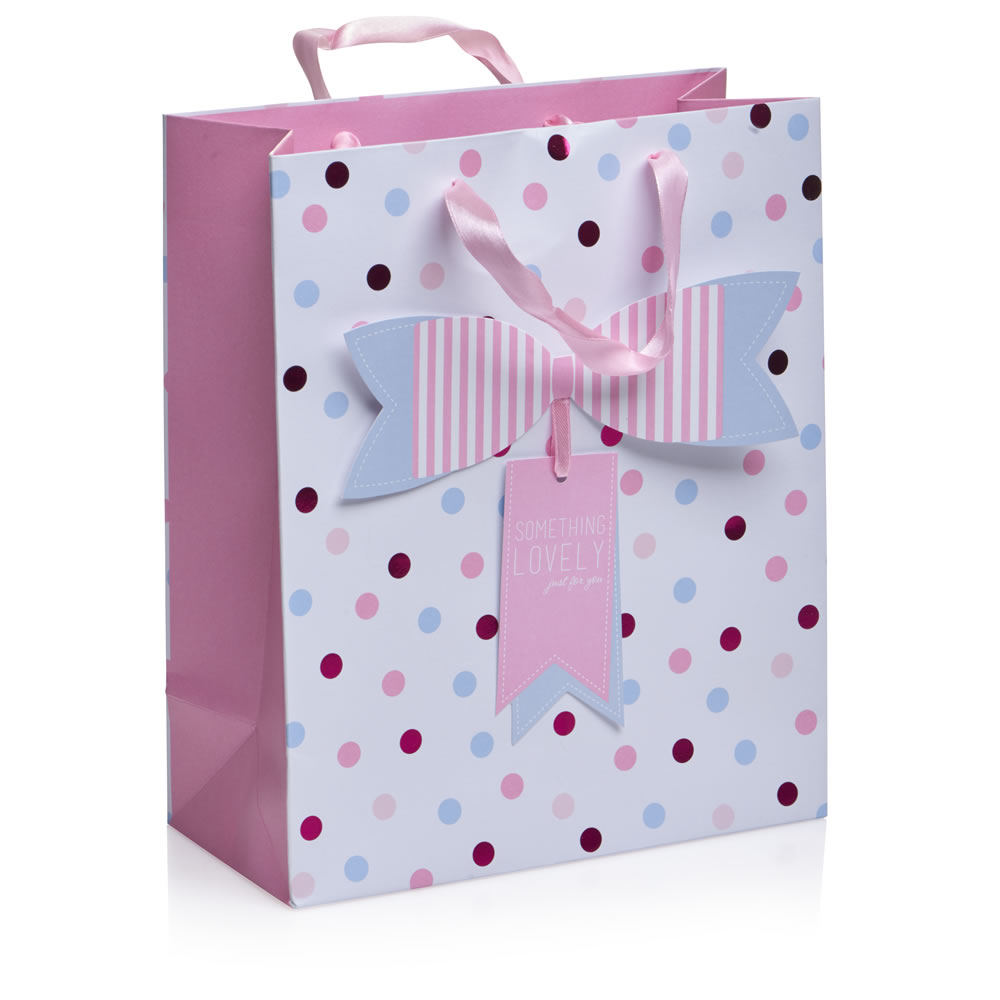Wilko Medium Pink and Blue Gift Bag Image