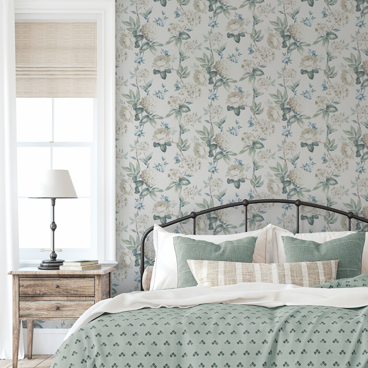 Keeka Floral Wallpaper - Blue and Cream Image 3