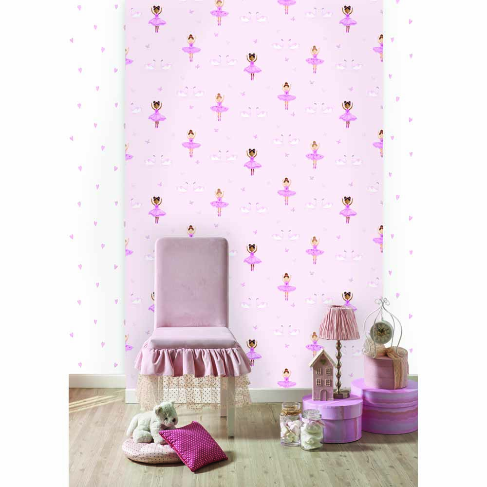 Holden Decor Ballerina Pink Glitter Wallpaper Image 2