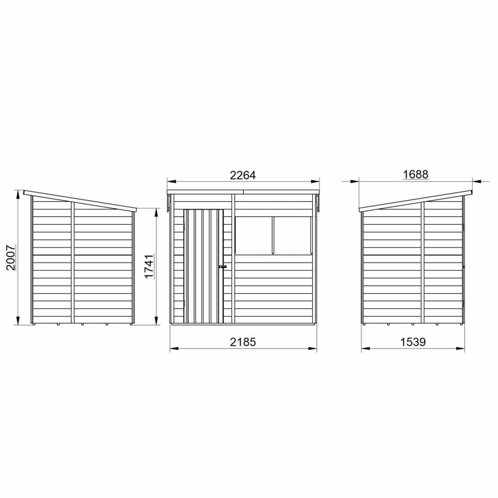 Forest Garden 7 x 5ft Overlap Pressure Treated Pent Shed Image 11