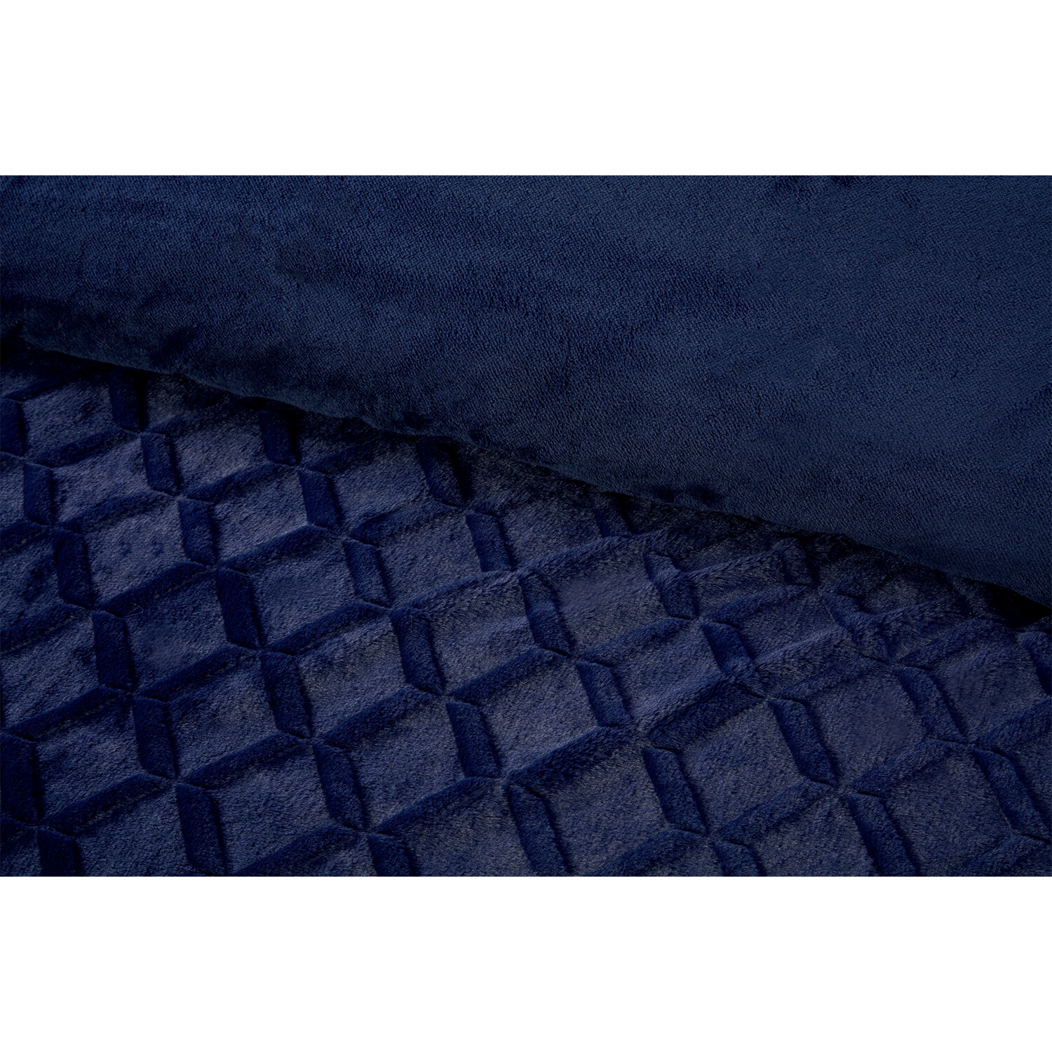 Geo Faux Fur Duvet Set - Navy / Single Image 4