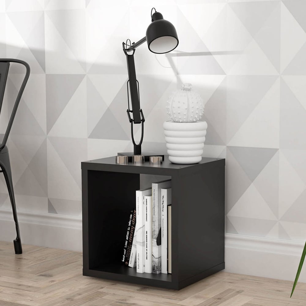 Florence Mauro Single Shelf Matt Black Bookshelf Image 6