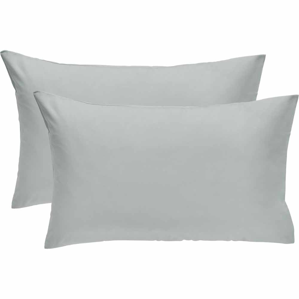 Wilko Duck Egg Cotton Housewife Pillowcases 2 Pack Image 1