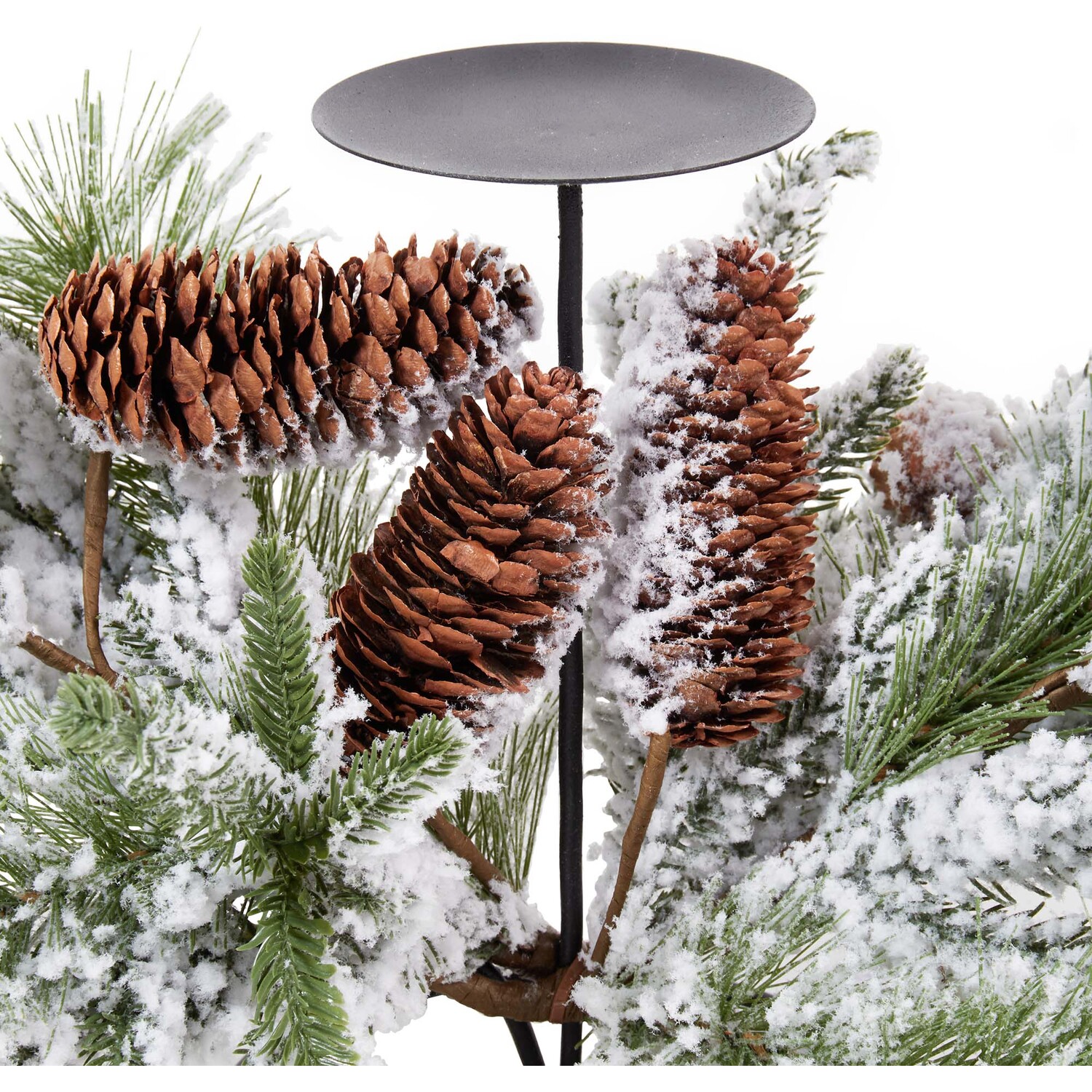 Frosted Pinecone Candle Holder - Multicolour Image 2