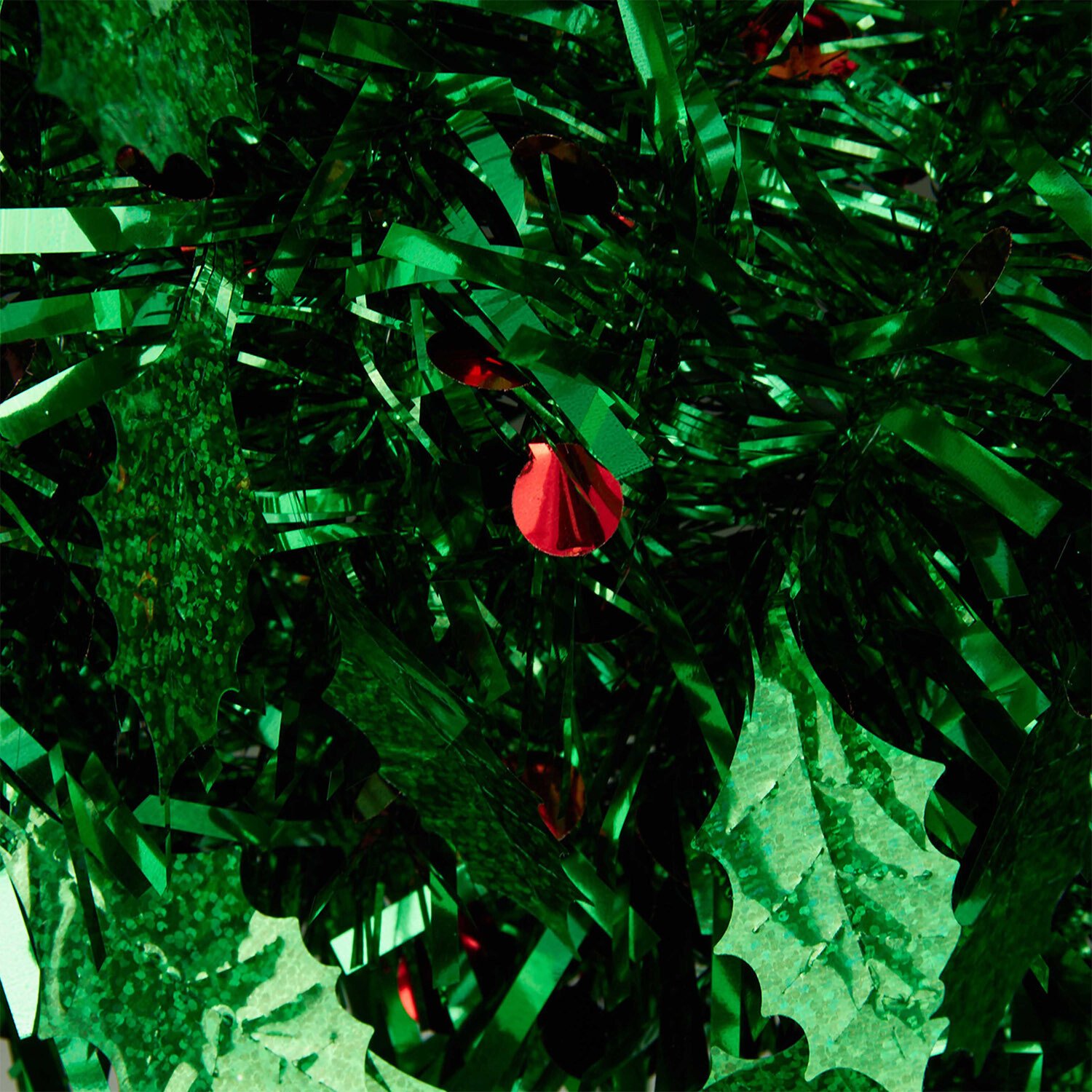 Tinsel Holly Wreath - Green Image 4