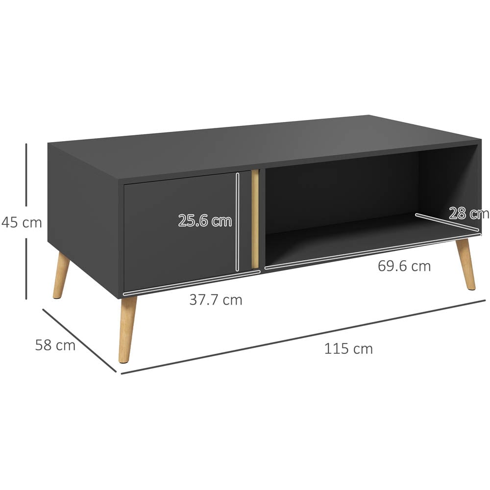 Portland Single Door Single Shelf Grey Rectangular Coffee Table Image 9