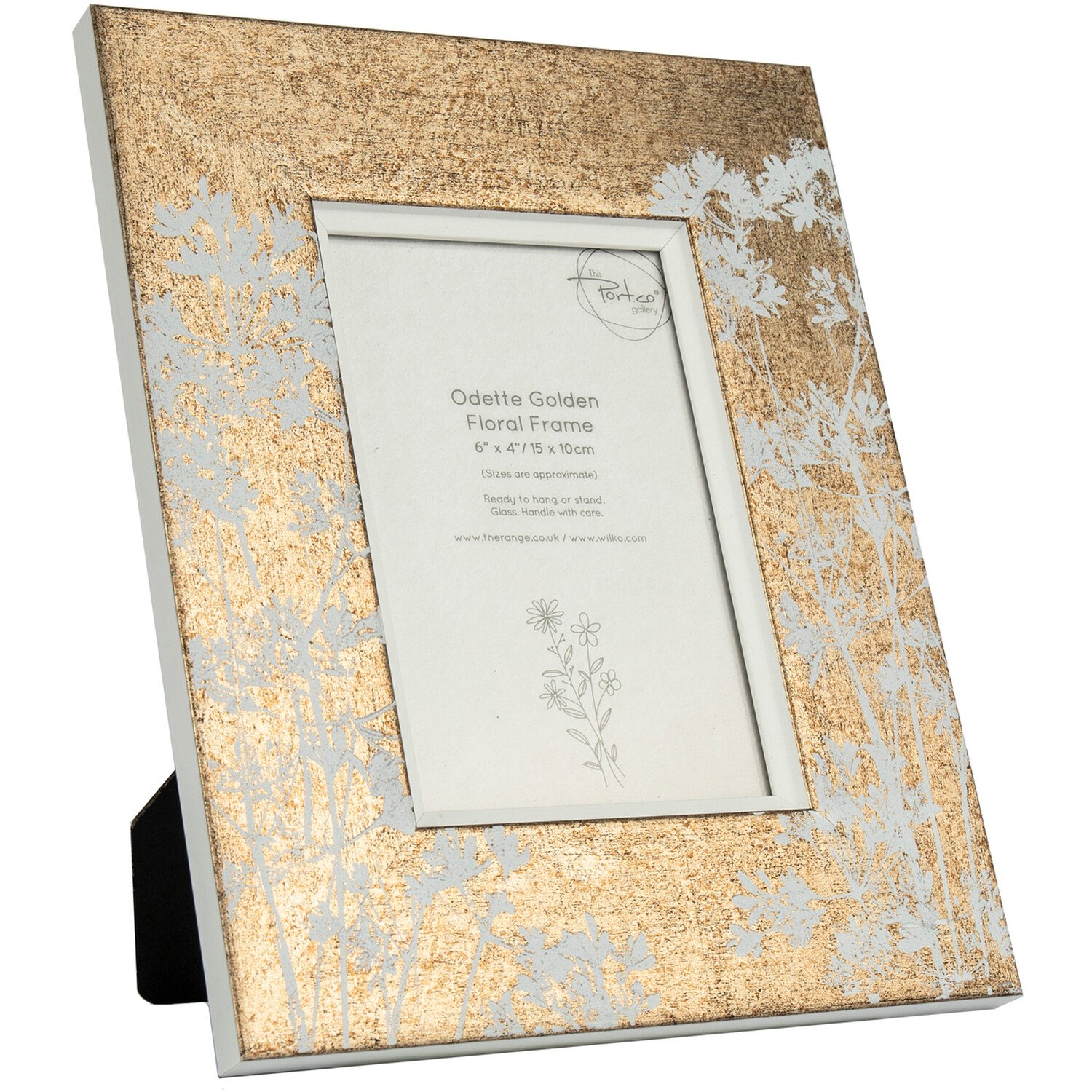 Odette Golden Floral Photo Frame Gold 6 x 4in Image 1