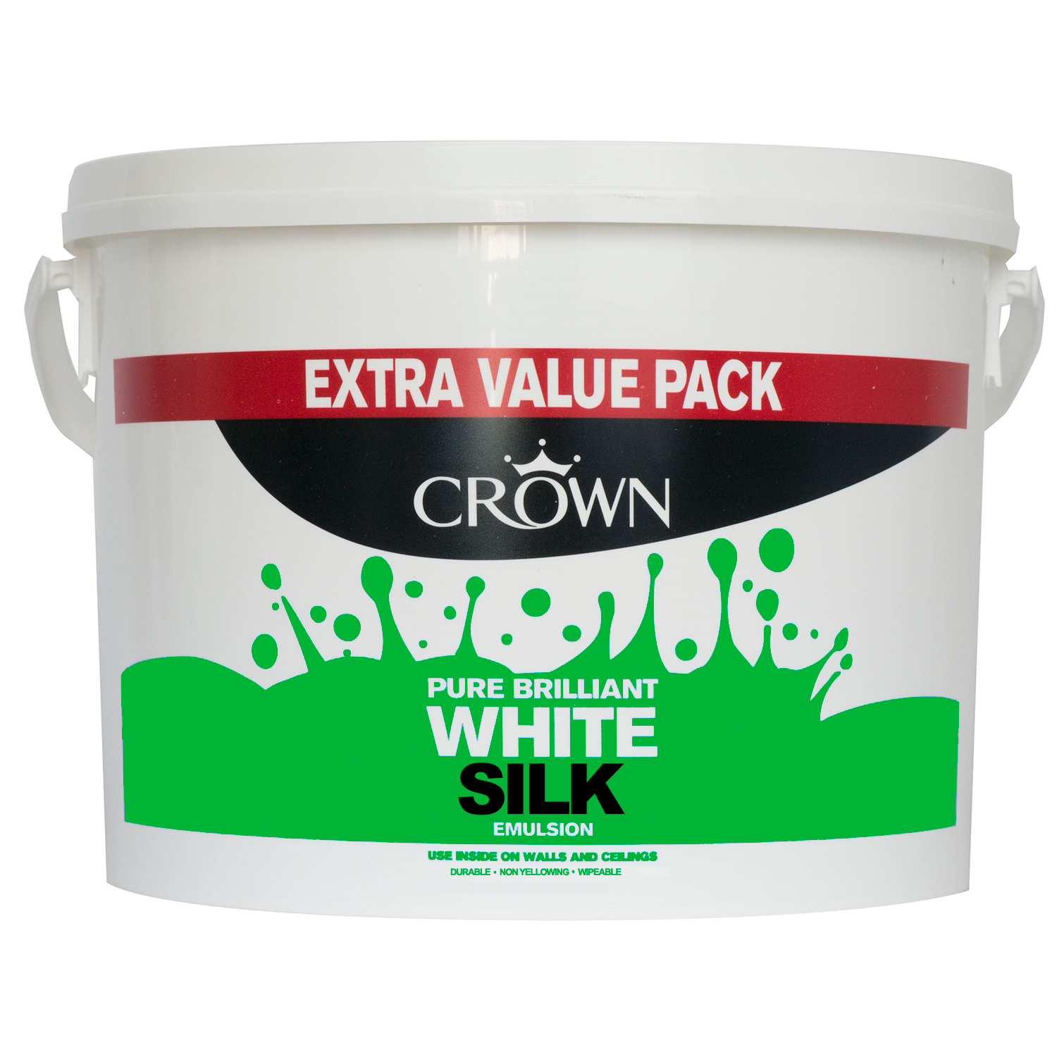 Crown Walls & Ceilings Pure Brilliant White Standard Silk Emulsion Paint 7.5L Image 2
