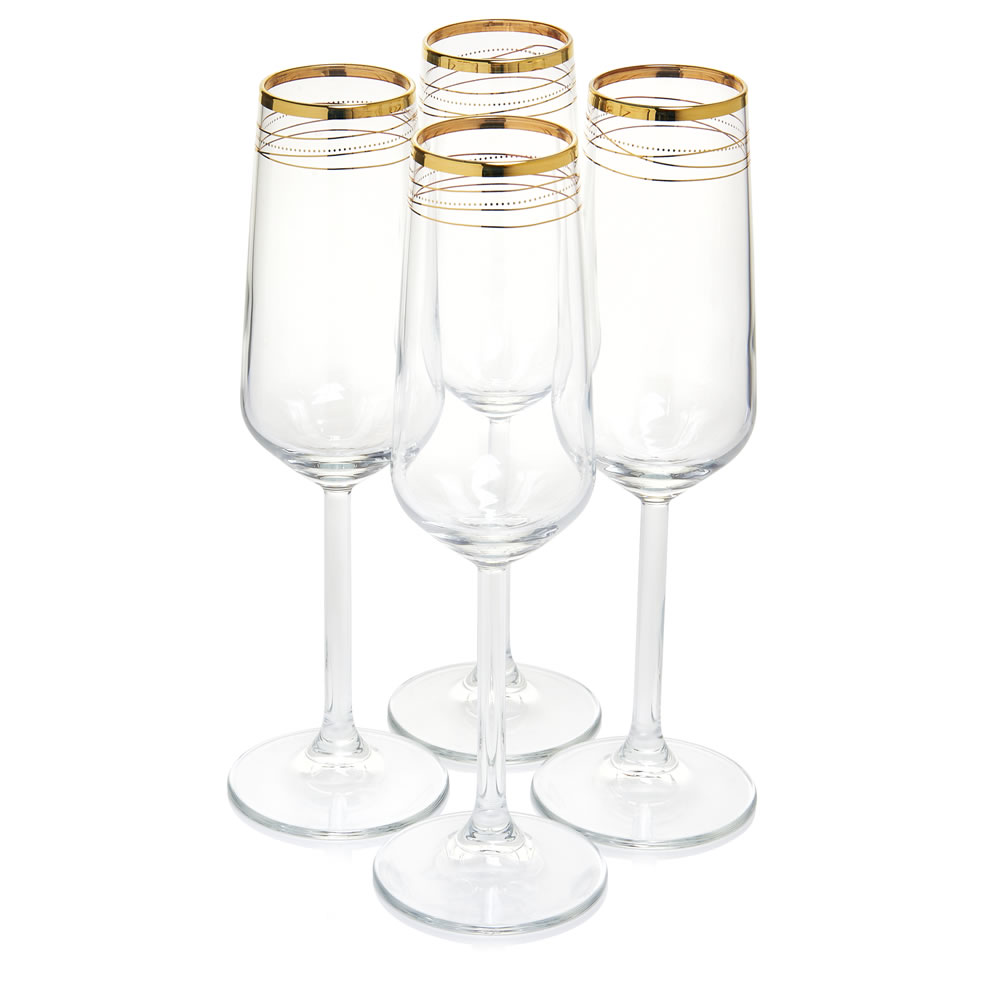 Wilko Radiance Gold Champagne Glass 20cl 4pk Image 1