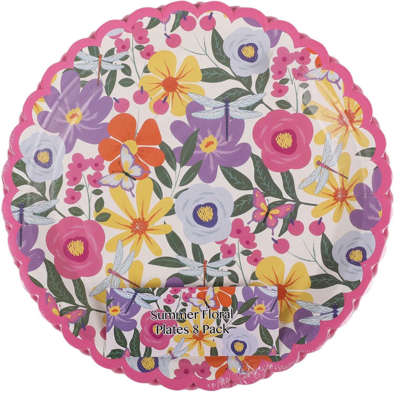 Pack of 8 Summer Floral Plates Multicolour Image