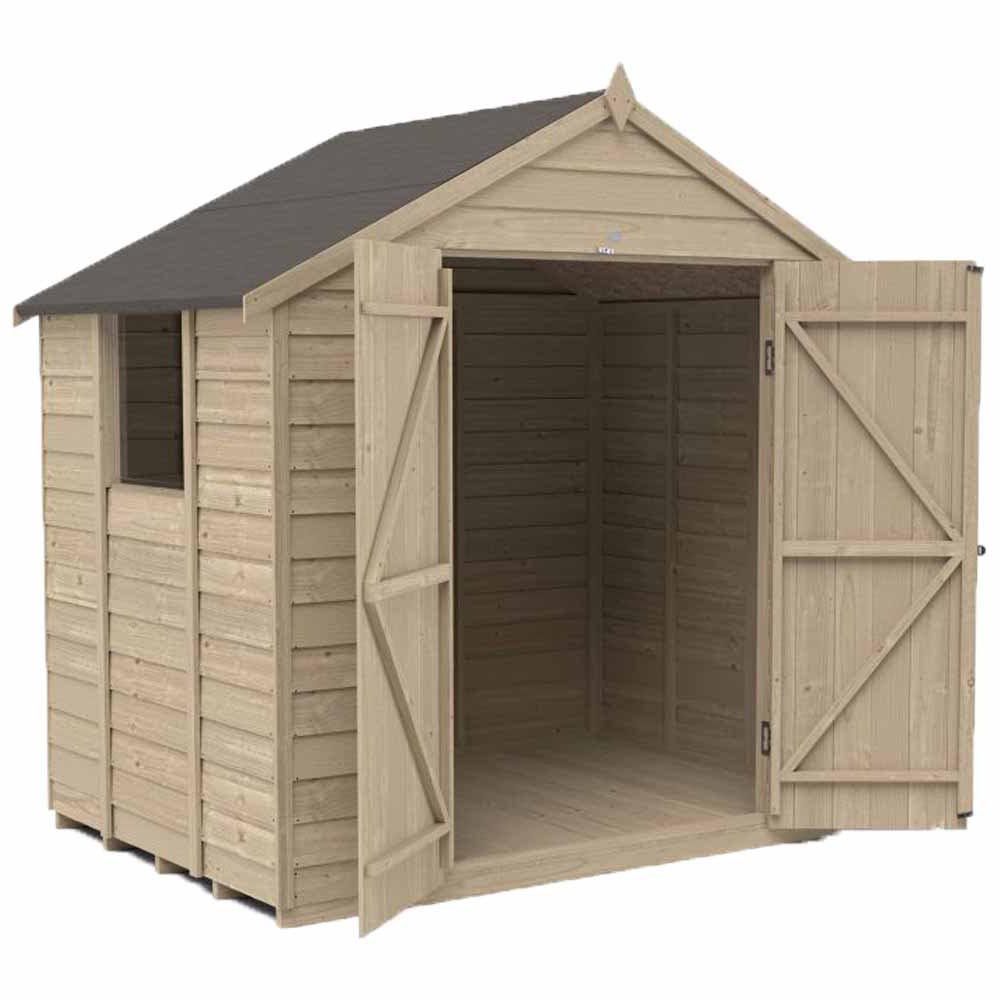 Forest Garden 7 x 5ft Double Door Overlap Pressure Treated Apex Shed Image 1