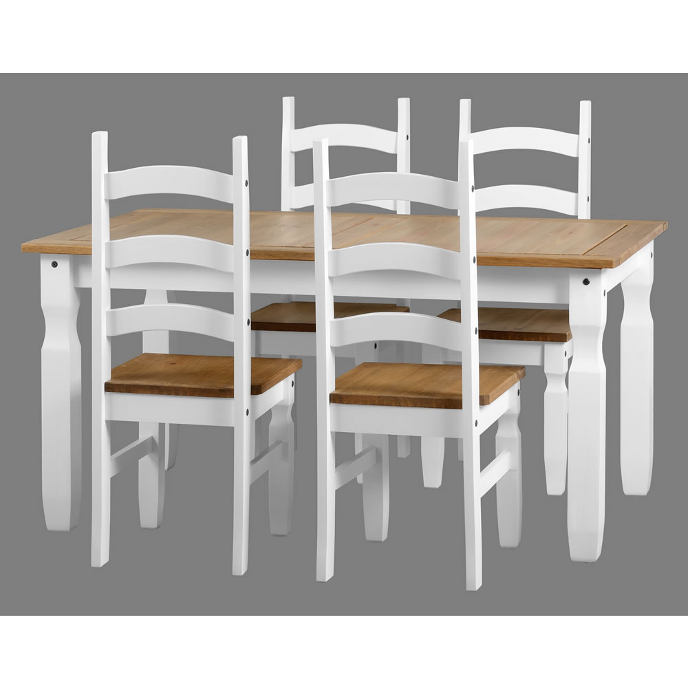 Corona White and Distressed Waxed Pine 5' Dining Set Image 1