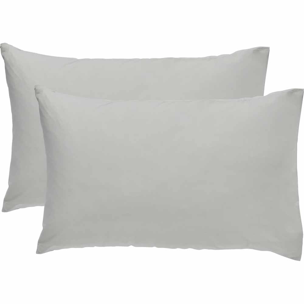 Wilko 100% Cotton Silver Housewife Pillowcases 2 pack | Wilko
