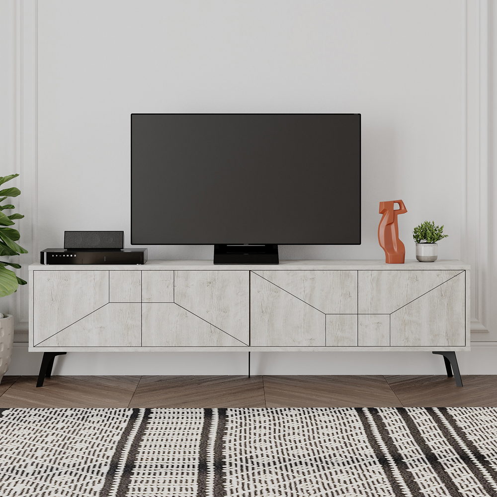 Decortie Dune 4 Door Ancient White TV Unit Image 3